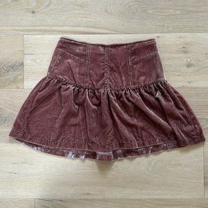 Free People Crushed Pink velvet mini skirt